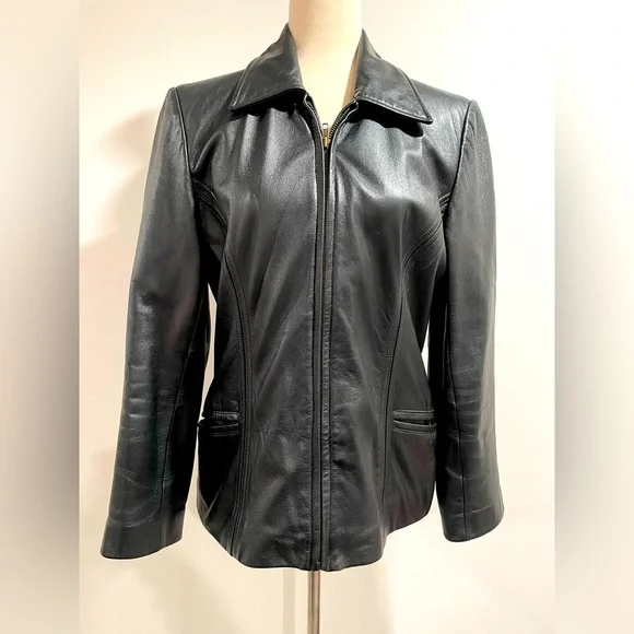 Colebrook & Co vintage black leather jacket, size small - Picture 1 of 13